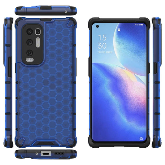 For OPPO Reno5 Pro+ Shockproof Honeycomb PC + TPU Case(Blue) by buy2fix