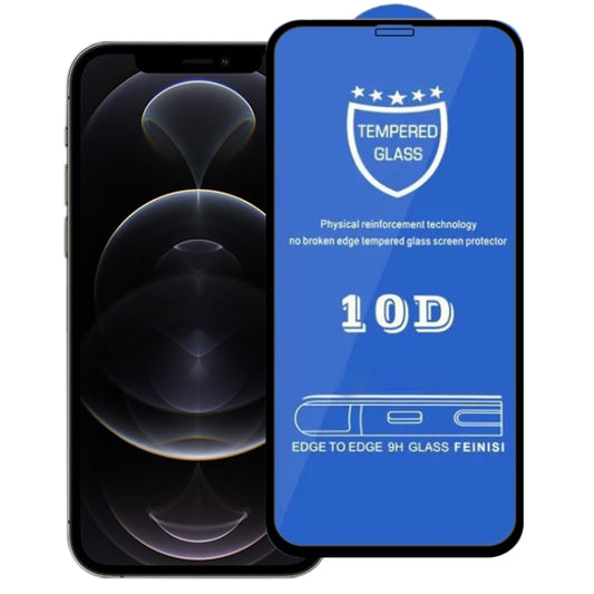For iPhone 12 / 12 Pro 9H 10D Full Screen Tempered Glass Screen Protector(Black) - iPhone 12 / 12 Pro Tempered Glass by buy2fix | Online Shopping UK | buy2fix