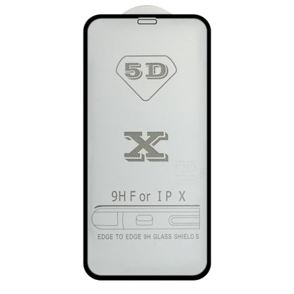 For iPhone 12 / 12 Pro 9H 5D Full Glue Full Screen Tempered Glass Film(Black) - iPhone 12 / 12 Pro Tempered Glass by buy2fix | Online Shopping UK | buy2fix