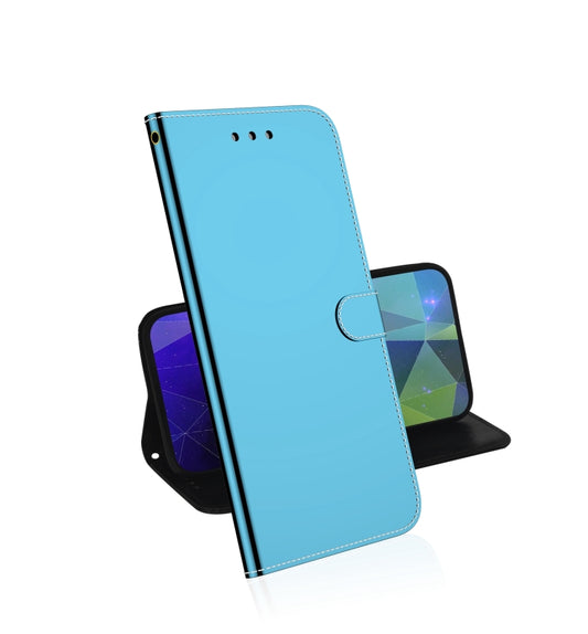 For Samsung Galaxy A52 5G/4G Lmitated Mirror Surface Horizontal Flip Leather Case with Holder & Card Slots & Wallet & Lanyard(Blue) - Galaxy Phone Cases by buy2fix | Online Shopping UK | buy2fix