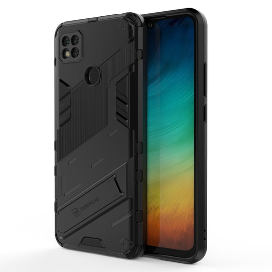 For Xiaomi Redmi 9C Punk Armor 2 in 1 PC + TPU Shockproof Case with Invisible Holder(Black) - Xiaomi Cases by buy2fix | Online Shopping UK | buy2fix
