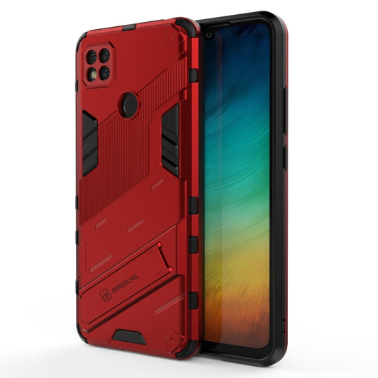 For Xiaomi Redmi 9C Punk Armor 2 in 1 PC + TPU Shockproof Case with Invisible Holder(Red) - Xiaomi Cases by buy2fix | Online Shopping UK | buy2fix