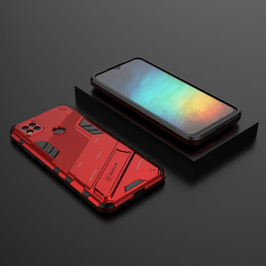 For Xiaomi Redmi 9C Punk Armor 2 in 1 PC + TPU Shockproof Case with Invisible Holder(Red) - Xiaomi Cases by buy2fix | Online Shopping UK | buy2fix