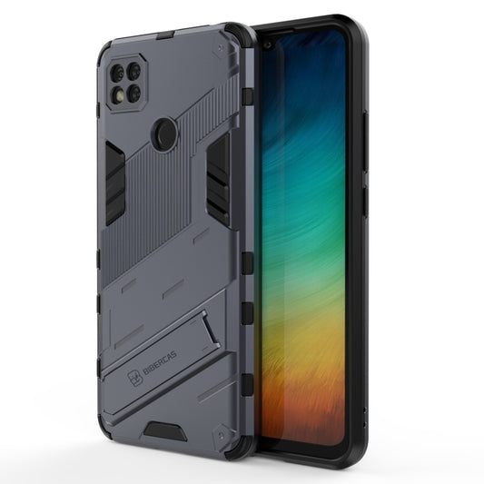 For Xiaomi Redmi 9C Punk Armor 2 in 1 PC + TPU Shockproof Case with Invisible Holder(Grey) - Xiaomi Cases by buy2fix | Online Shopping UK | buy2fix