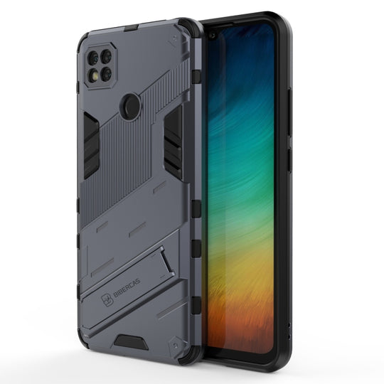 For Xiaomi Redmi 9C Punk Armor 2 in 1 PC + TPU Shockproof Case with Invisible Holder(Grey)