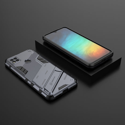 For Xiaomi Redmi 9C Punk Armor 2 in 1 PC + TPU Shockproof Case with Invisible Holder(Grey) - Xiaomi Cases by buy2fix | Online Shopping UK | buy2fix