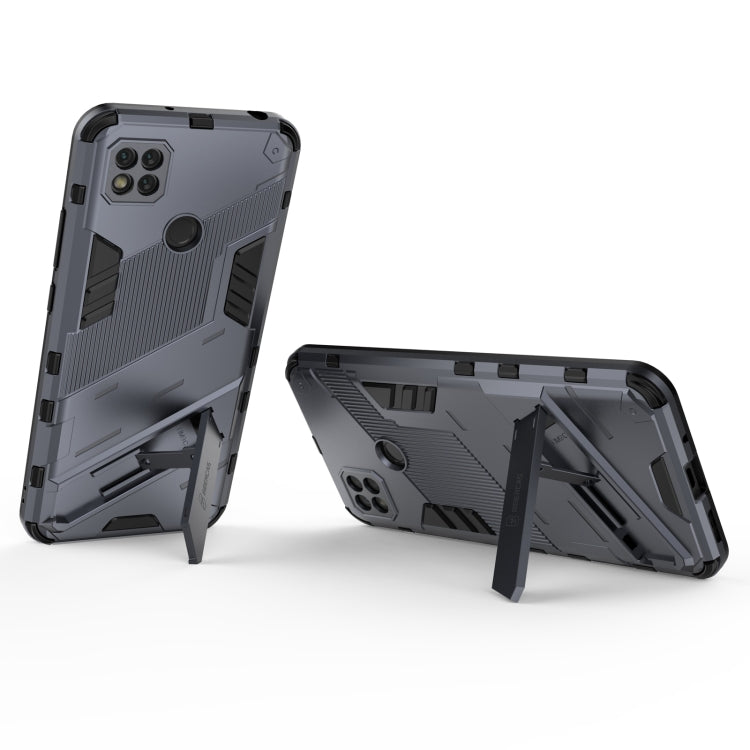 For Xiaomi Redmi 9C Punk Armor 2 in 1 PC + TPU Shockproof Case with Invisible Holder(Grey) - Xiaomi Cases by buy2fix | Online Shopping UK | buy2fix