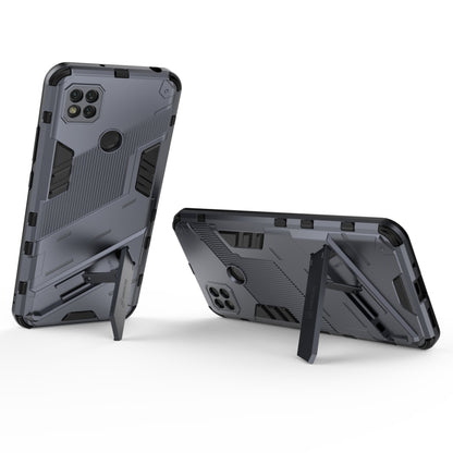 For Xiaomi Redmi 9C Punk Armor 2 in 1 PC + TPU Shockproof Case with Invisible Holder(Grey) - Xiaomi Cases by buy2fix | Online Shopping UK | buy2fix