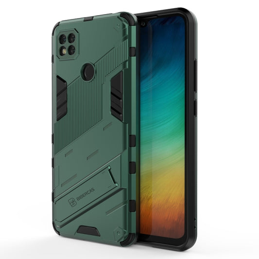 For Xiaomi Redmi 9C Punk Armor 2 in 1 PC + TPU Shockproof Case with Invisible Holder(Green) - Xiaomi Cases by buy2fix | Online Shopping UK | buy2fix