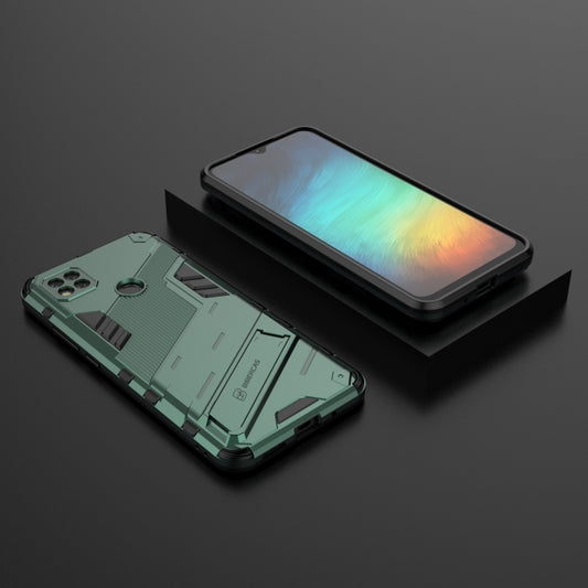 For Xiaomi Redmi 9C Punk Armor 2 in 1 PC + TPU Shockproof Case with Invisible Holder(Green) - Xiaomi Cases by buy2fix | Online Shopping UK | buy2fix
