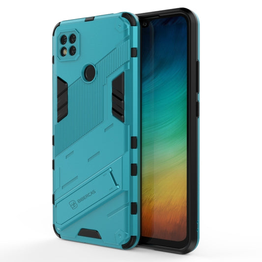 For Xiaomi Redmi 9C Punk Armor 2 in 1 PC + TPU Shockproof Case with Invisible Holder(Blue) - Xiaomi Cases by buy2fix | Online Shopping UK | buy2fix