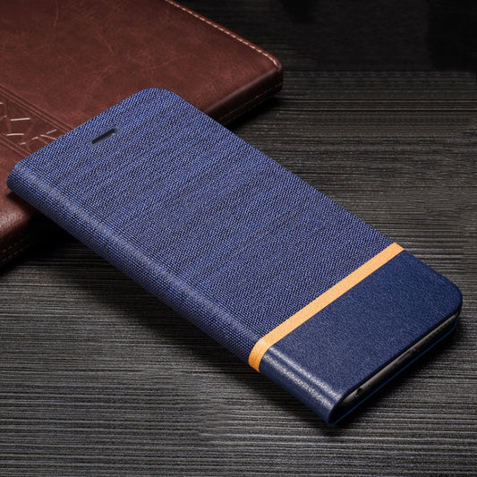 For Motorola Moto G30 Canvas Three-color Stitching Business Horizontal Flip Leather Case with Holder & Card Slot(Blue) - Motorola Cases by buy2fix | Online Shopping UK | buy2fix