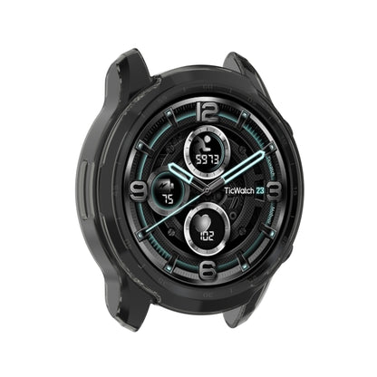 For TicWatch Pro 3 / Pro 3 Lite Half Coverage Hollowed TPU Protective Case(Transparent Black) - Watch Case by buy2fix | Online Shopping UK | buy2fix