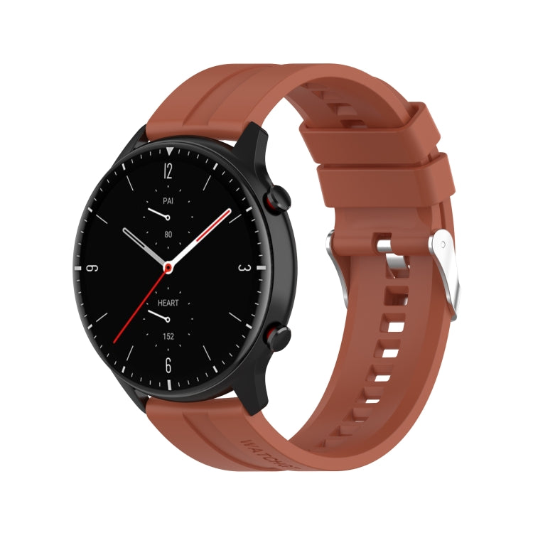 For Amazfit GTR 2e / GTR 2 22mm Silicone Watch Band with Silver Buckle(Cabernet Orange) - Watch Bands by buy2fix | Online Shopping UK | buy2fix