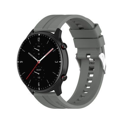 For Amazfit GTR 2e / GTR 2 22mm Silicone Watch Band with Silver Buckle(Grey) - Watch Bands by buy2fix | Online Shopping UK | buy2fix