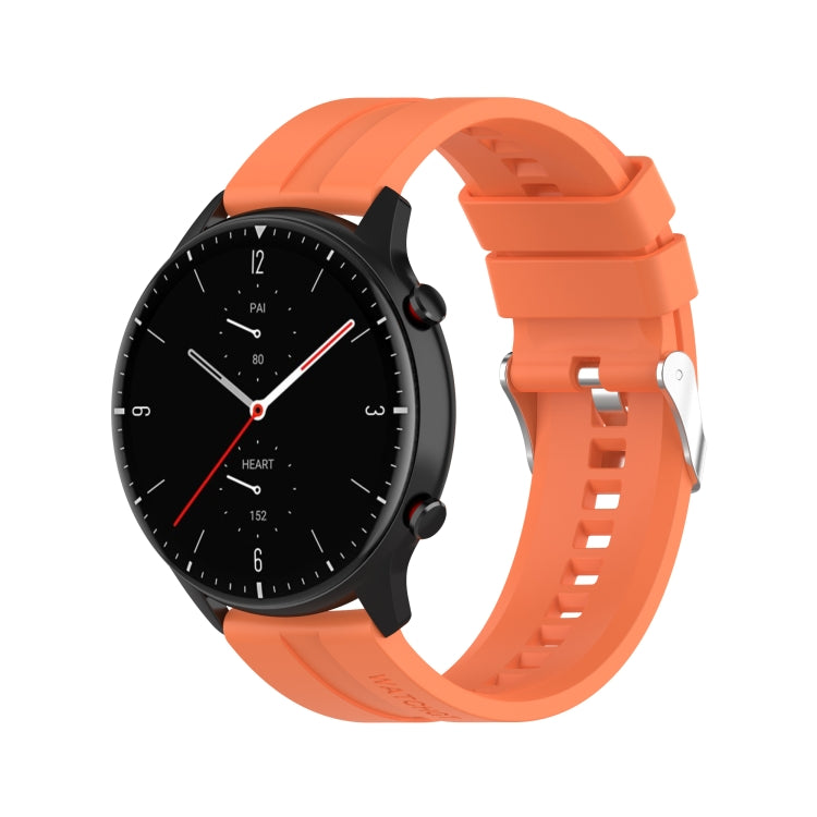 For Amazfit GTR 2e / GTR 2 22mm Silicone Watch Band with Silver Buckle(Vibrant Orange) - Watch Bands by buy2fix | Online Shopping UK | buy2fix