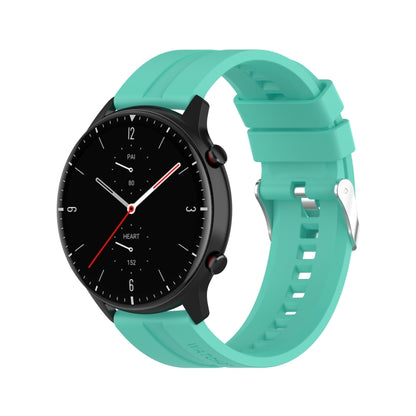 For Amazfit GTR 2e / GTR 2 22mm Silicone Watch Band with Silver Buckle(Aurora Blue) - Watch Bands by buy2fix | Online Shopping UK | buy2fix