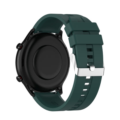 For Amazfit GTR 2e / GTR 2 22mm Silicone Watch Band with Silver Buckle(Dark Green) - Watch Bands by buy2fix | Online Shopping UK | buy2fix