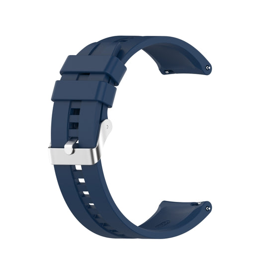 For Amazfit GTR 2e / GTR 2 22mm Silicone Watch Band with Silver Buckle(Dark Blue) - Watch Bands by buy2fix | Online Shopping UK | buy2fix