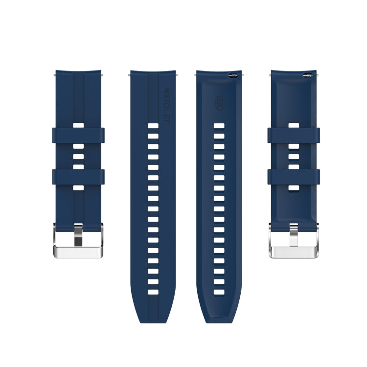 For Amazfit GTR 2e / GTR 2 22mm Silicone Watch Band with Silver Buckle(Dark Blue) - Watch Bands by buy2fix | Online Shopping UK | buy2fix