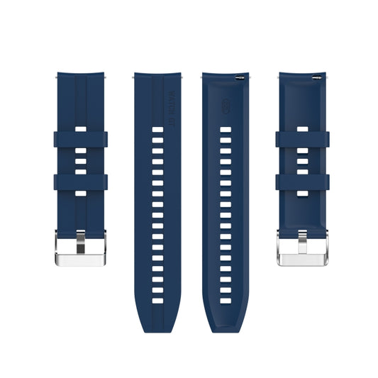 For Amazfit GTR 2e / GTR 2 22mm Silicone Watch Band with Silver Buckle(Dark Blue) - Watch Bands by buy2fix | Online Shopping UK | buy2fix