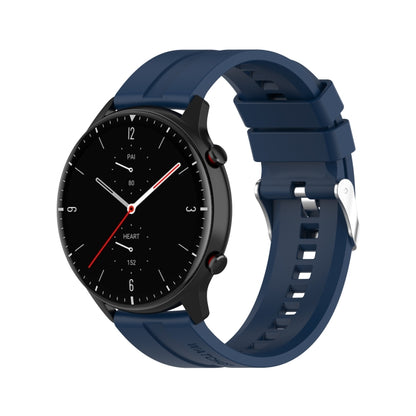 For Amazfit GTR 2e / GTR 2 22mm Silicone Watch Band with Silver Buckle(Dark Blue) - Watch Bands by buy2fix | Online Shopping UK | buy2fix