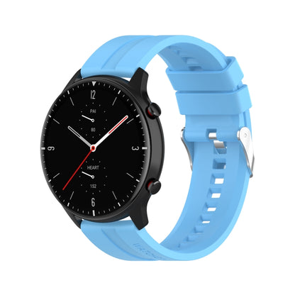 For Amazfit GTR 2e / GTR 2 22mm Silicone Watch Band with Silver Buckle(Sky Blue) - Watch Bands by buy2fix | Online Shopping UK | buy2fix