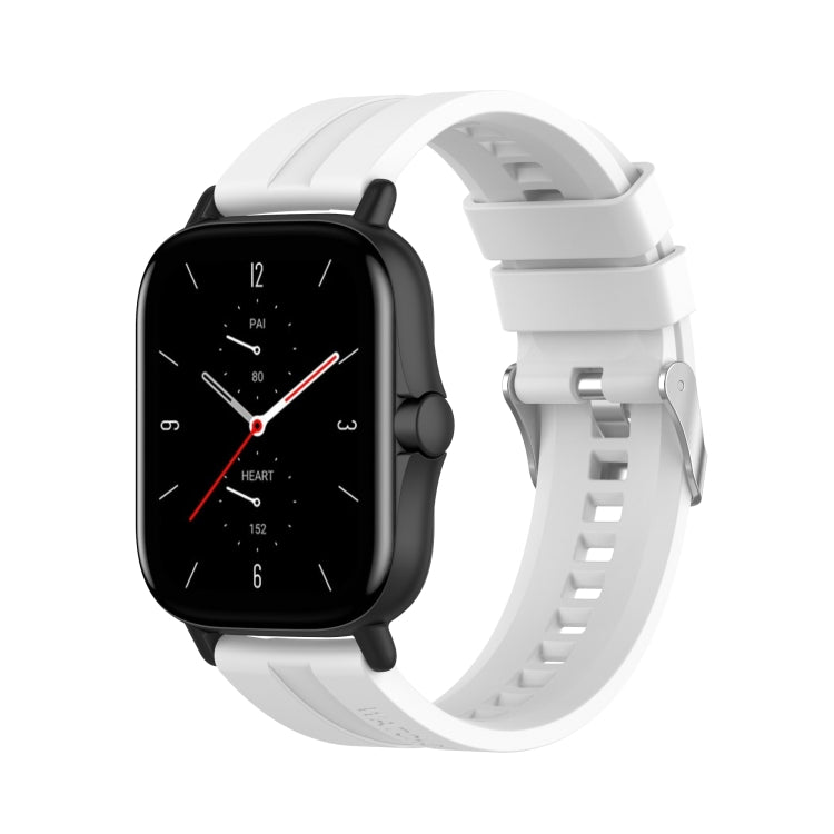 For Amazfit GTS 2e / GTS 2 20mm Silicone Watch Band with Silver Buckle(White) - Watch Bands by buy2fix | Online Shopping UK | buy2fix