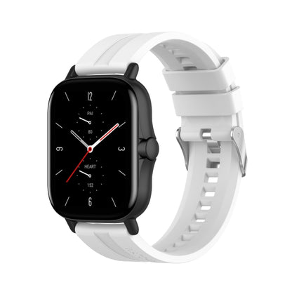For Amazfit GTS 2e / GTS 2 20mm Silicone Watch Band with Silver Buckle(White) - Watch Bands by buy2fix | Online Shopping UK | buy2fix