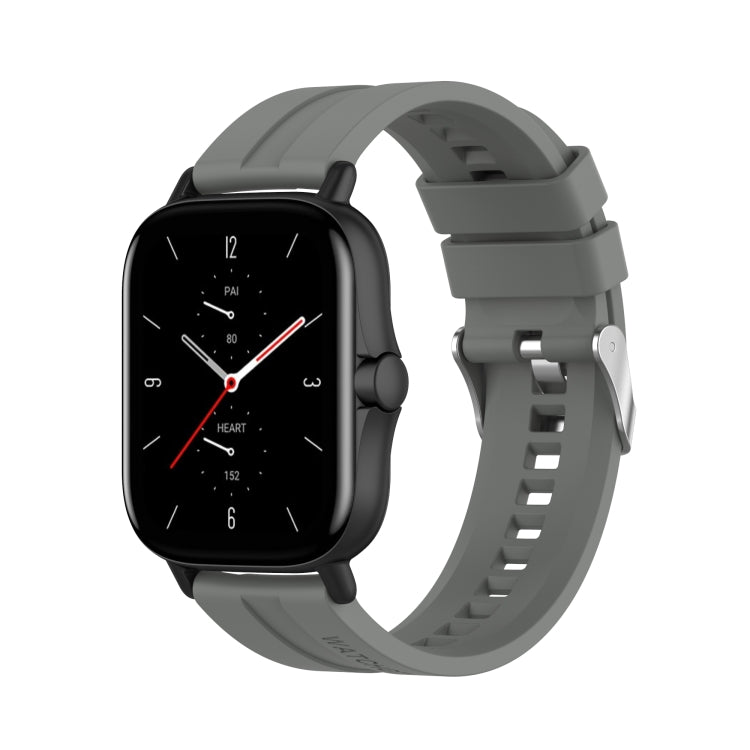 For Amazfit GTS 2e / GTS 2 20mm Silicone Watch Band with Silver Buckle(Grey) - Watch Bands by buy2fix | Online Shopping UK | buy2fix