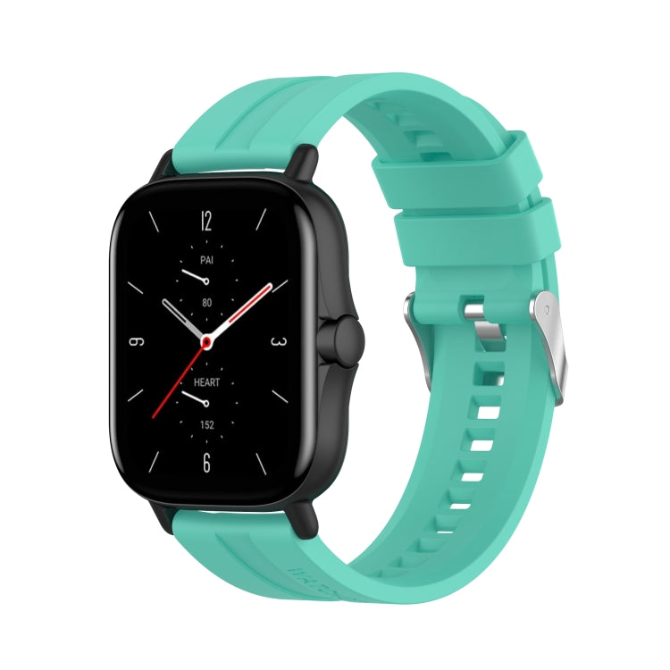 For Amazfit GTS 2e / GTS 2 20mm Silicone Watch Band with Silver Buckle(Aurora Blue) - Watch Bands by buy2fix | Online Shopping UK | buy2fix