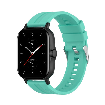 For Amazfit GTS 2e / GTS 2 20mm Silicone Watch Band with Silver Buckle(Aurora Blue) - Watch Bands by buy2fix | Online Shopping UK | buy2fix