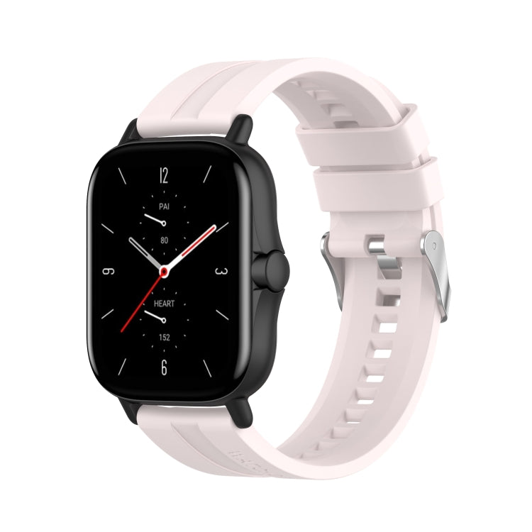 For Amazfit GTS 2e / GTS 2 20mm Silicone Watch Band with Silver Buckle(Sand Pink) - Watch Bands by buy2fix | Online Shopping UK | buy2fix