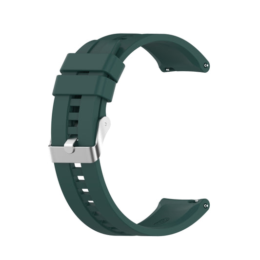 For Amazfit GTS 2e / GTS 2 20mm Silicone Watch Band with Silver Buckle(Dark Green) - Watch Bands by buy2fix | Online Shopping UK | buy2fix