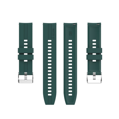 For Amazfit GTS 2e / GTS 2 20mm Silicone Watch Band with Silver Buckle(Dark Green) - Watch Bands by buy2fix | Online Shopping UK | buy2fix