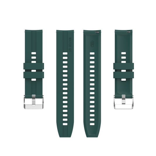 For Amazfit GTS 2e / GTS 2 20mm Silicone Watch Band with Silver Buckle(Dark Green) - Watch Bands by buy2fix | Online Shopping UK | buy2fix