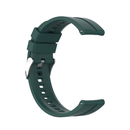 For Amazfit GTS 2e / GTS 2 20mm Silicone Watch Band with Silver Buckle(Dark Green) - Watch Bands by buy2fix | Online Shopping UK | buy2fix