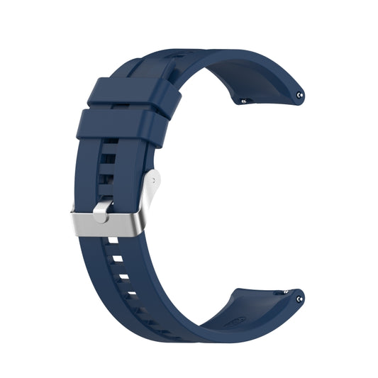 For Amazfit GTS 2e / GTS 2 20mm Silicone Watch Band with Silver Buckle(Dark Blue) - Watch Bands by buy2fix | Online Shopping UK | buy2fix