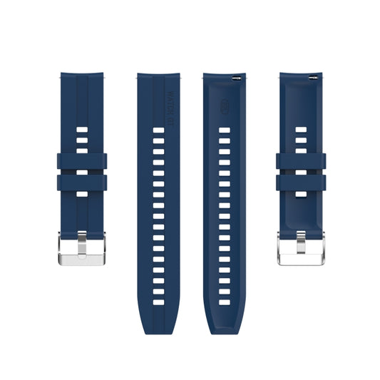 For Amazfit GTS 2e / GTS 2 20mm Silicone Watch Band with Silver Buckle(Dark Blue) - Watch Bands by buy2fix | Online Shopping UK | buy2fix