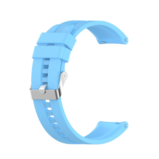 For Amazfit GTS 2e / GTS 2 20mm Silicone Watch Band with Silver Buckle(Sky Blue) - Watch Bands by buy2fix | Online Shopping UK | buy2fix