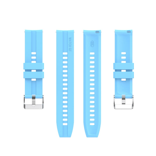 For Amazfit GTS 2e / GTS 2 20mm Silicone Watch Band with Silver Buckle(Sky Blue) - Watch Bands by buy2fix | Online Shopping UK | buy2fix
