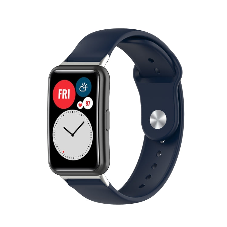 For Huawei Watch Fit 18mm Back Buckle Style Silicone Solid Color Watch Band(Navy Blue) by buy2fix