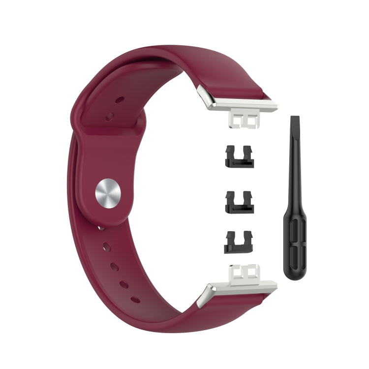 For Huawei Watch Fit 18mm Back Buckle Style Silicone Solid Color Watch Band(Wine Red) by buy2fix