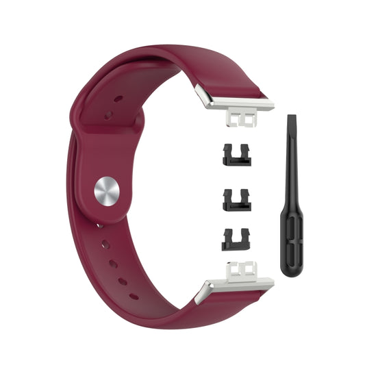 For Huawei Watch Fit 18mm Back Buckle Style Silicone Solid Color Watch Band(Wine Red) by buy2fix