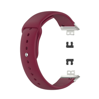 For Huawei Watch Fit 18mm Back Buckle Style Silicone Solid Color Watch Band(Wine Red) by buy2fix