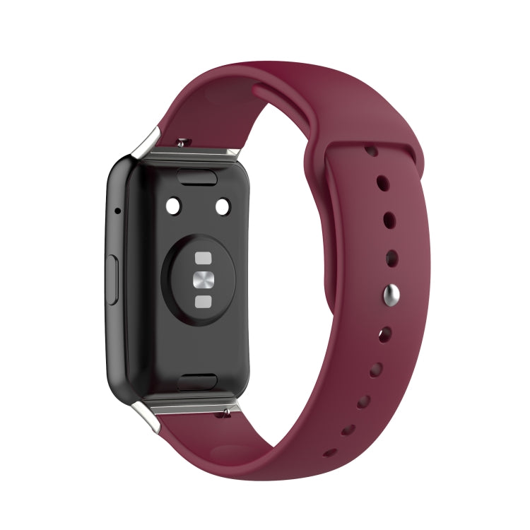 For Huawei Watch Fit 18mm Back Buckle Style Silicone Solid Color Watch Band(Wine Red) by buy2fix
