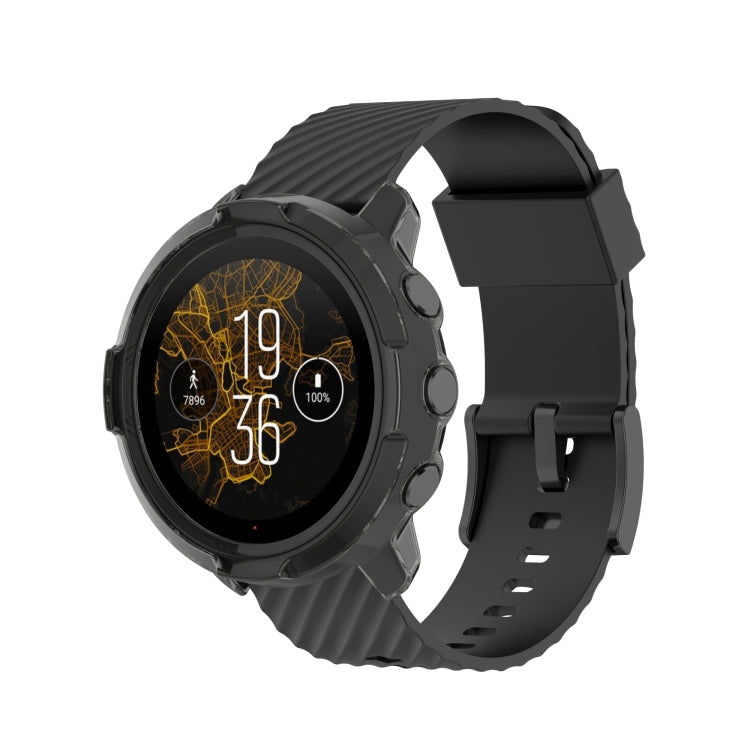 For Suunto 7 Half Coverage Hollowed TPU Protective Case(Transparent Black) -  by buy2fix | Online Shopping UK | buy2fix