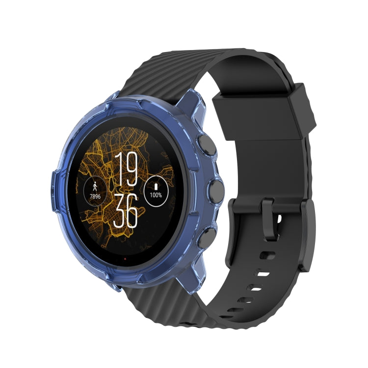 For Suunto 7 Half Coverage Hollowed TPU Protective Case(Transparent Blue) -  by buy2fix | Online Shopping UK | buy2fix