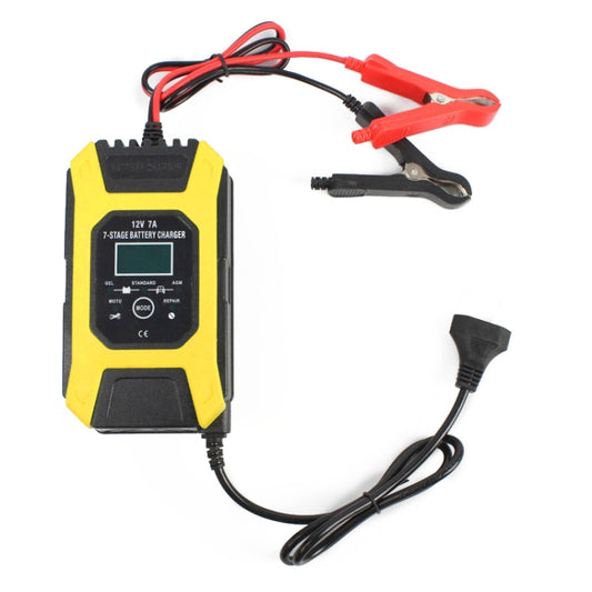 FOXSUR Car / Motorcycle Repair Charger 12V 7A 7-stage + Multi-battery Mode Lead-acid Battery Charger, Plug Type:EU Plug(Yellow) - Battery Charger by FOXSUR | Online Shopping UK | buy2fix