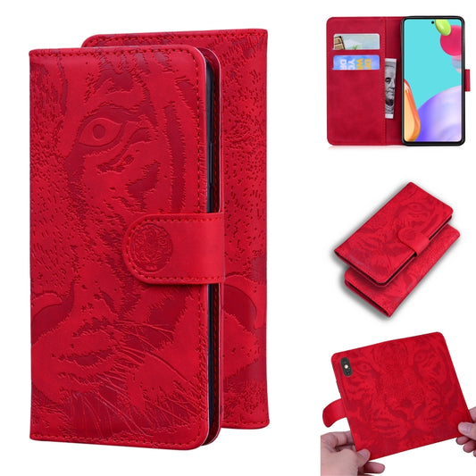For Samsung Galaxy A52 5G / 4G Tiger Embossing Pattern Horizontal Flip Leather Case with Holder & Card Slots & Wallet(Red) by buy2fix